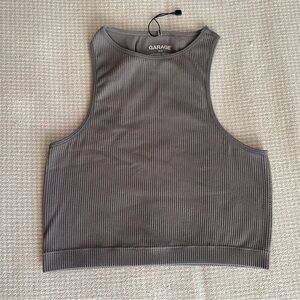 Garage Charcoal Ribbed Crop Top
